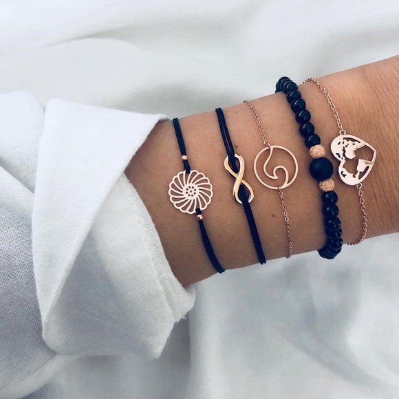 Jewelry - 'In Bloom' 5-piece Gold Tone Earthy Bracelet Set